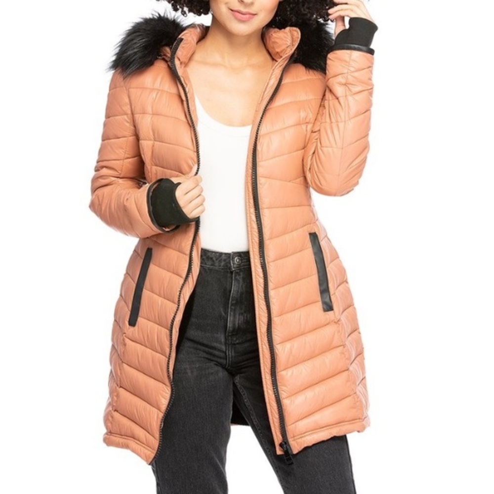 Coalition LA Clay Hooded Raven Beauty Puffer Coat women’s Small